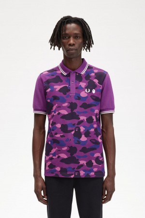 Fred Perry Camouflage Fred Perry Shirt Piketröja Herr Lila | BSESD98522