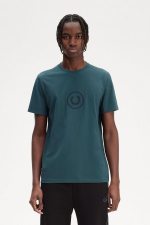 Fred Perry Circle Branding T-shirt Herr Blå | SSEVO59109