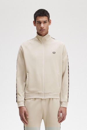 Fred Perry Contrast Tape Track Jacket Träningsoverall Herr Ljussvarta | USETG35387