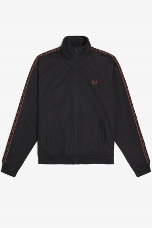 Fred Perry Contrast Tape Träningsjacka Herr Svarta Bruna | SEIIZ63523