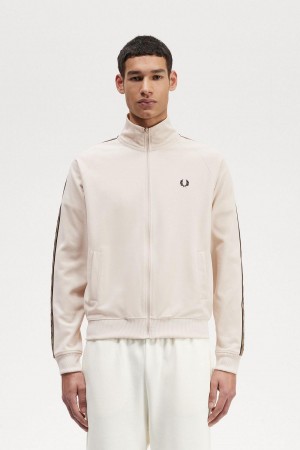 Fred Perry Contrast Tape Träningsjacka Herr Oatmeal / Shaded Stone | SEDYB97695