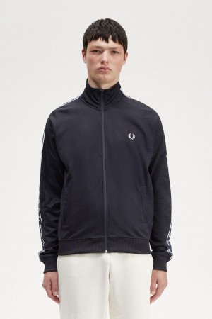 Fred Perry Contrast Tape Träningsjacka Herr Marinblå Marinblå | DSEVO97291