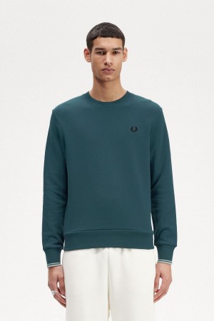 Fred Perry Crew Neck Tröjor Herr Blå | SEDYB91211