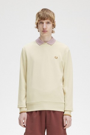 Fred Perry Crew Neck Tröjor Herr Oatmeal | SEXMI89254