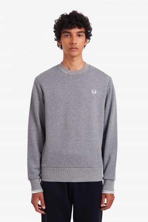 Fred Perry Crew Neck Tröjor Herr Steel Marl | TSEPQ53407