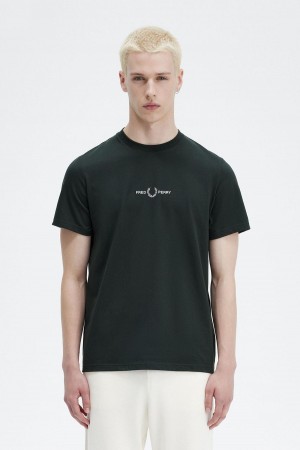 Fred Perry Embroidered T-shirt Herr Gröna | BSESD47651