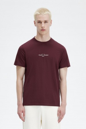 Fred Perry Embroidered T-shirt Herr Oxblood | SEJBT52500