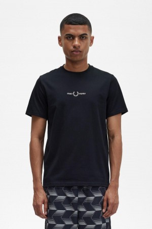 Fred Perry Embroidered T-shirt Herr Svarta | ASEWC67943