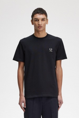 Fred Perry Enamel Pin T-shirt Herr Svarta | QSEWA73326