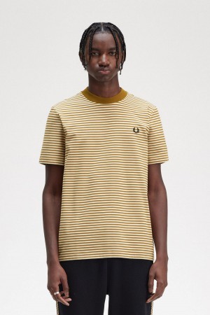 Fred Perry Fine Stripe Heavyweight T-shirt Herr Mörk | SEJBT14156