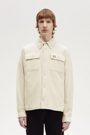 Fred Perry Fleece Skjorta Herr Oatmeal | SEJKU59306