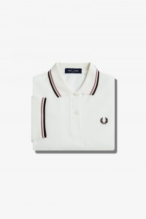 Fred Perry G3600 Fred Perry Shirt Dam Vita Mörkrosa | SENEJ22449