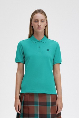 Fred Perry G6000 T-shirt Dam Mörkmintgröna Svarta | SSEVO46129