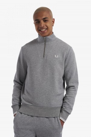 Fred Perry Half Zip Tröjor Herr Steel Marl | BSESO98143