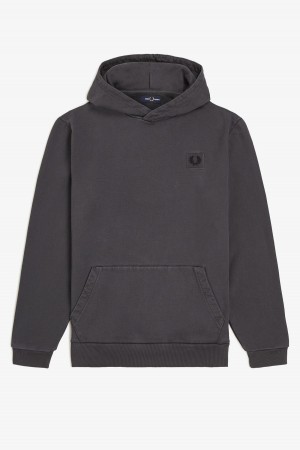 Fred Perry Heavyweight Hooded Tröjor Herr Gunmetal | SEJBT49636