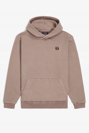 Fred Perry Heavyweight Hooded Tröjor Herr Mörkrosa | SENZX47540