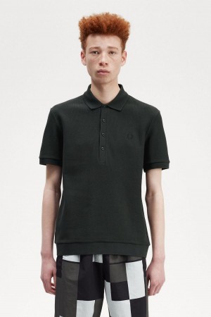 Fred Perry Honeycomb Bomull Polo Shirt Piketröja Herr Gröna | SEICD71755