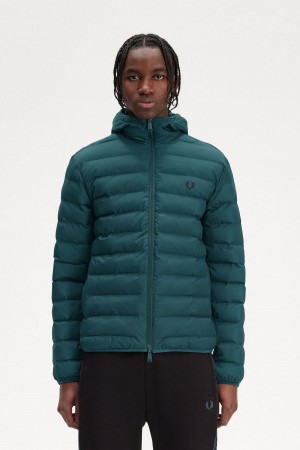 Fred Perry Hooded Insulated Rockar Herr Blå | SEQAV88797