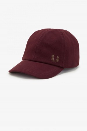 Fred Perry Klassiska Piqué Keps Accessories Oxblood / Shaded Stone | FSEUI18783