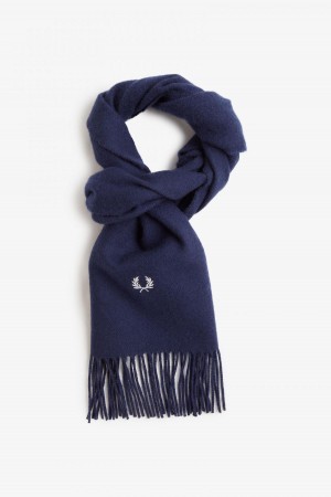 Fred Perry Lambswool Halsduk Accessories Marinblå | FSEUI60277