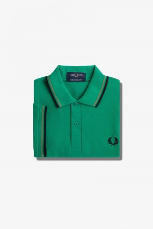 Fred Perry M12 Fred Perry Shirt Herr Gröna Gröna Svarta | SSENY84649