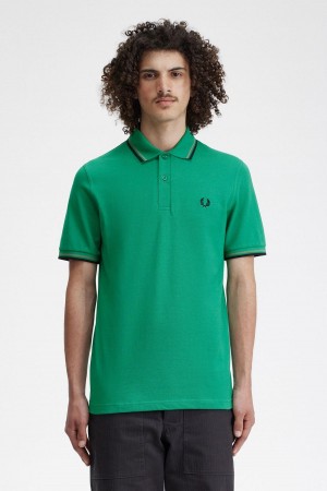 Fred Perry M12 Piketröja Herr Gröna Gröna Svarta | BSESO57151