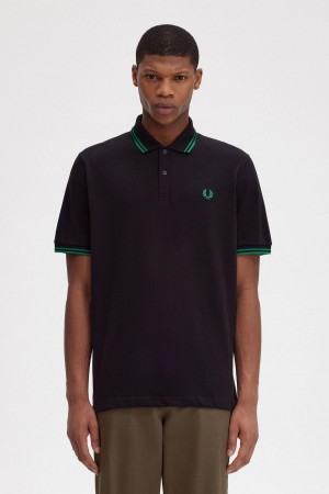 Fred Perry M12 Piketröja Herr Svarta Gröna Gröna | SEJZR89527