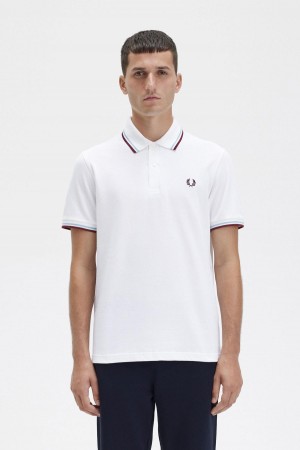 Fred Perry M12 Piketröja Herr Vita Vinröda | SEZPD72296