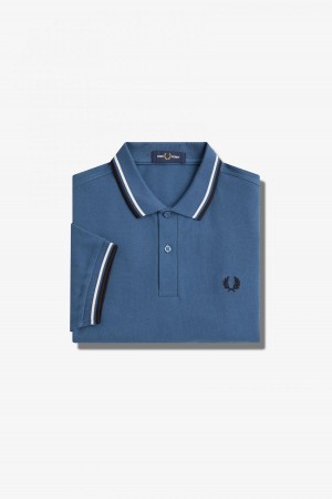 Fred Perry M3600 Fred Perry Shirt Herr Blå Vita Svarta | SEZPD25114