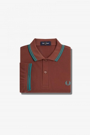 Fred Perry M3600 Fred Perry Shirt Herr Bruna Mörkmintgröna Mörkmintgröna | QSEWA48634