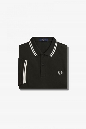 Fred Perry M3600 Fred Perry Shirt Herr Gröna Vita Vita | USEND97067