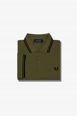 Fred Perry M3600 Fred Perry Shirt Herr Gröna Svarta Svarta | SEXBR97091