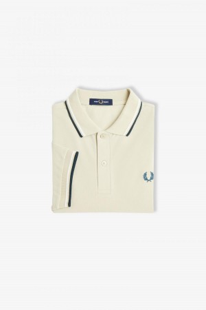 Fred Perry M3600 Fred Perry Shirt Herr Ljusvita Blå | SEIIZ28764