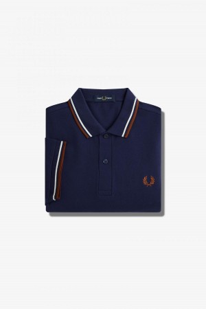 Fred Perry M3600 Fred Perry Shirt Herr Marinblå Bruna | GSEEC96861