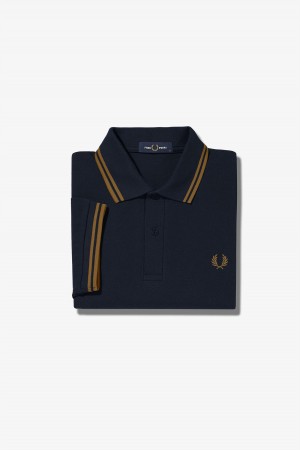 Fred Perry M3600 Fred Perry Shirt Herr Marinblå Mörkmörk | SEXBR17429