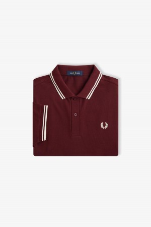 Fred Perry M3600 Fred Perry Shirt Herr Oxblood / Ecru / Ecru | YSEVQ76830