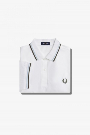 Fred Perry M3600 Fred Perry Shirt Herr Vita Ljusgröna | SEXBR89891