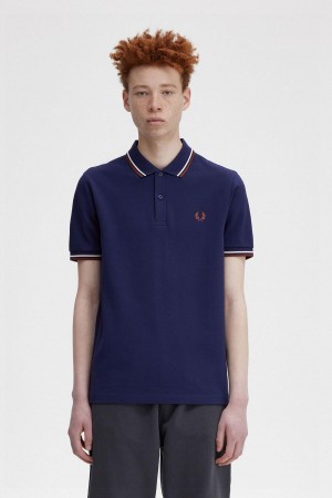 Fred Perry M3600 Piketröja Herr Marinblå Bruna | SEIIZ49524