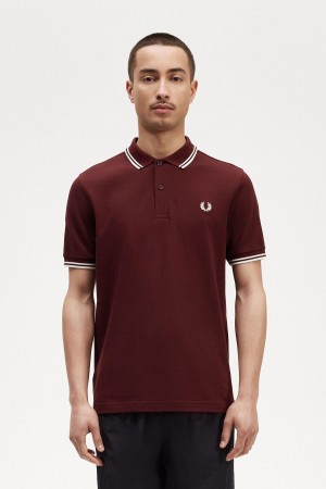 Fred Perry M3600 Piketröja Herr Oxblood / Ecru / Ecru | SEZPD82861