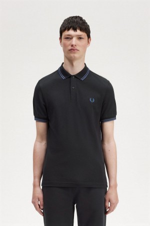 Fred Perry M3600 Piketröja Herr Svarta Blå Blå | ZSENQ21624