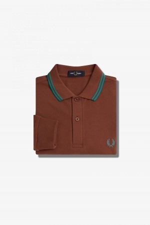 Fred Perry M3636 Fred Perry Shirt Herr Bruna Mörkmintgröna Mörkmintgröna | SENZX23440