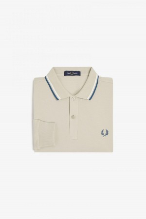 Fred Perry M3636 Fred Perry Shirt Herr Ljusvita Blå | SENZX63849