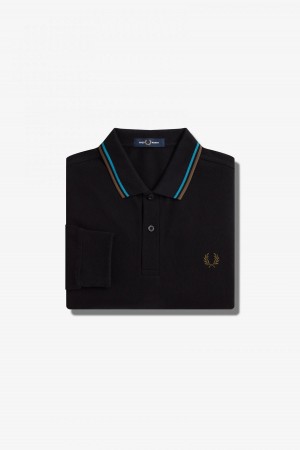 Fred Perry M3636 Fred Perry Shirt Herr Svarta Blå Gröna | ASEDF13190