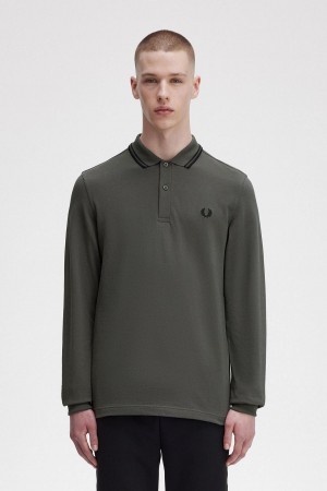 Fred Perry M3636 Piketröja Herr Gröna Svarta Svarta | SEJKU66064