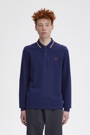 Fred Perry M3636 Piketröja Herr Marinblå Bruna | QSEWA77053