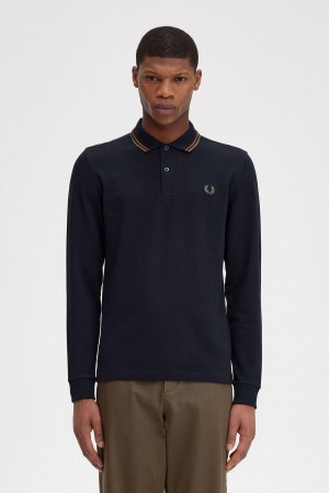 Fred Perry M3636 Piketröja Herr Marinblå Gröna | SEJZR20723