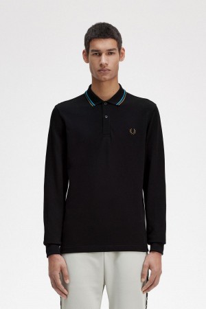 Fred Perry M3636 Piketröja Herr Svarta Blå Gröna | TSEWZ39543