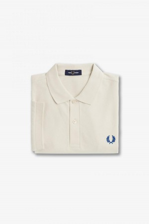 Fred Perry M6000 Fred Perry Shirt Herr Ecru / Shaded Cobalt | MSEFT17919