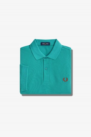 Fred Perry M6000 Fred Perry Shirt Herr Mörkmintgröna Bruna | SEZPD24377