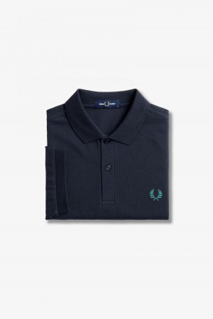 Fred Perry M6000 Fred Perry Shirt Herr Marinblå Mörkmintgröna | QSEWA17038